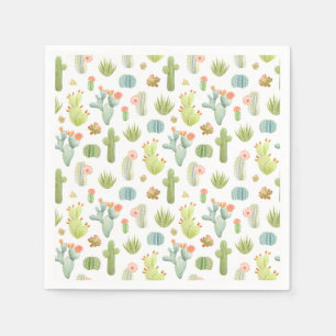 Cute Cactus Standing Pattern Servet