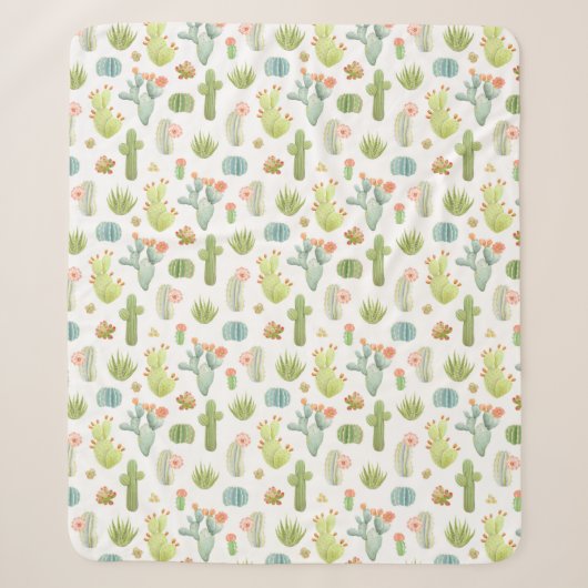 Cute Cactus Standing Pattern Sherpa Deken (Voorkant)