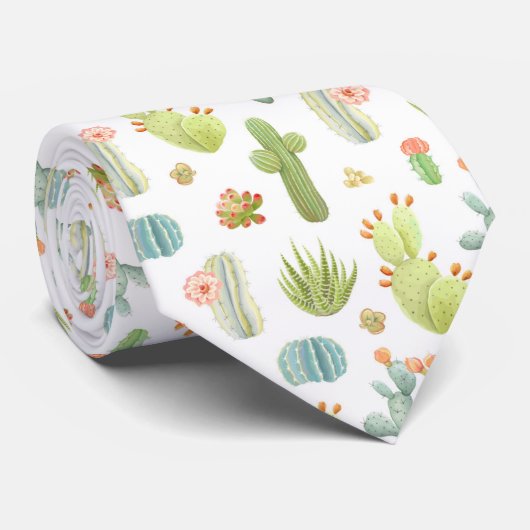 Cute Cactus Standing Pattern Stropdas (Opgerold)