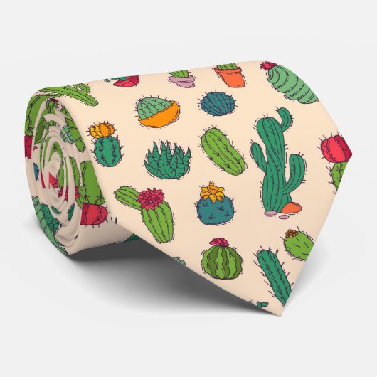 Cute Cactus Standing Pattern Stropdas (Opgerold)