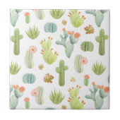 Cute Cactus Standing Pattern Tegeltje (Voorkant)