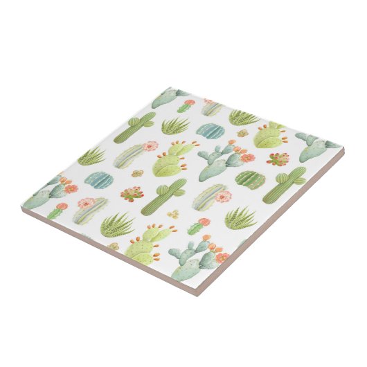 Cute Cactus Standing Pattern Tegeltje (Zijkant)