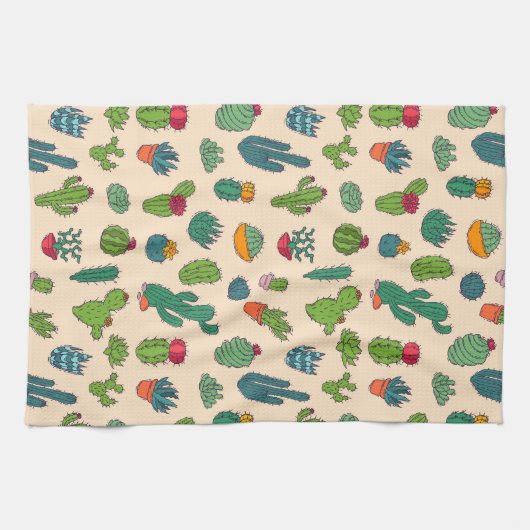Cute Cactus Standing Pattern Theedoek (Horizontaal)