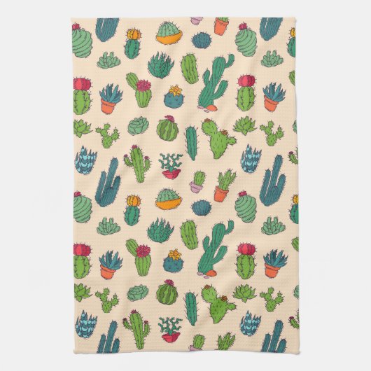 Cute Cactus Standing Pattern Theedoek (Verticaal)