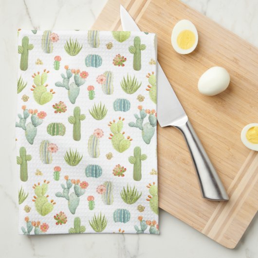 Cute Cactus Standing Pattern Theedoek (Quarter Fold)