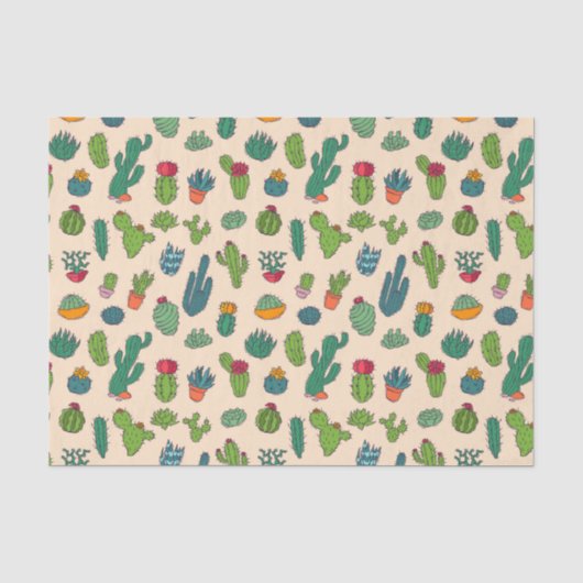 Cute Cactus Standing Pattern Tissuepapier (Voorkant)