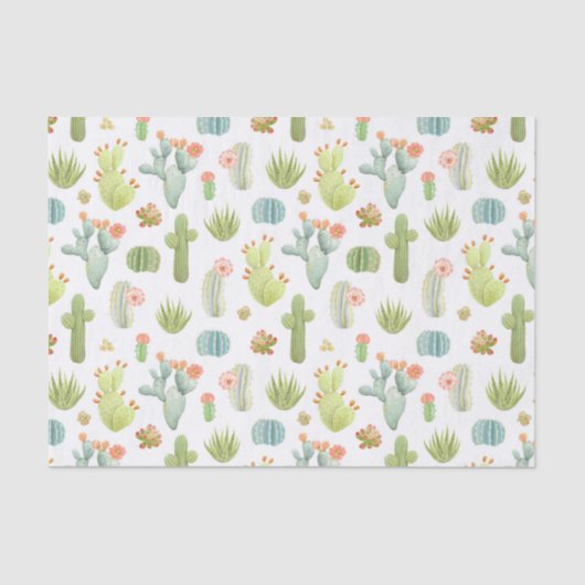 Cute Cactus Standing Pattern Tissuepapier (Voorkant)