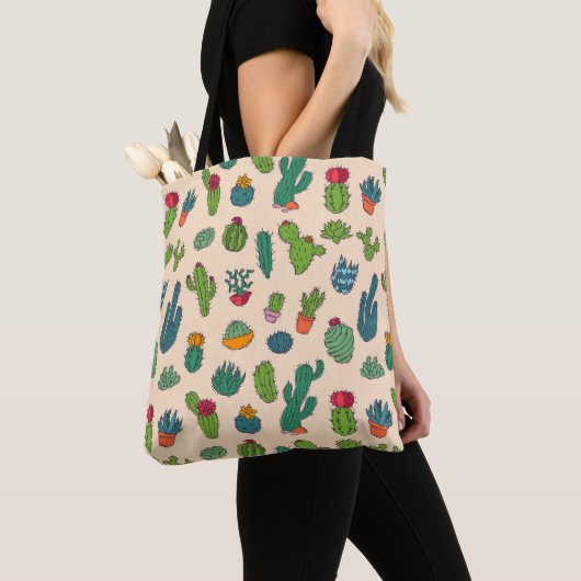 Cute Cactus Standing Pattern Tote Bag (Dichtbij)