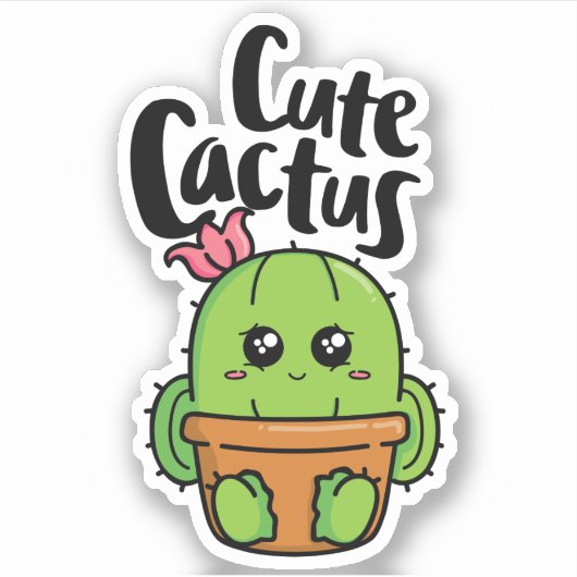 Cute cactus sticker (Voorkant)