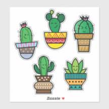 Cute Cactus Sticker Sheet | Succulente Plant Kunst