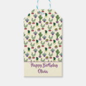 Cute Cactus Succulent Plant Happy Birthday Pattern Cadeaulabel (Voorkant)