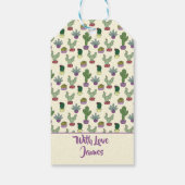 Cute Cactus Succulent Plant Happy Birthday Pattern Cadeaulabel (Achterkant)