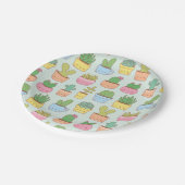 Cute Cactus Succulent Plant Pattern Party Papieren Bordje (Gekanteld)