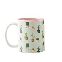 Cute Cactus Succulent Plant Pattern Pink Green Mok