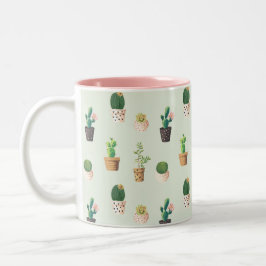 Cute Cactus Succulent Plant Pattern Pink Green Mok