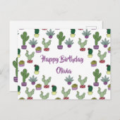 Cute Cactus Succulent Potent Planten Happy Birthda Briefkaart (Voorkant / Achterkant)
