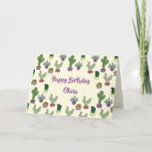 Cute Cactus Succulent Potent Planten Happy Birthda Kaart (Voorkant)
