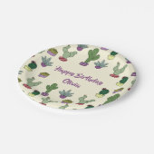Cute Cactus Succulent Potent Planten Happy Birthda Papieren Bordje (Gekanteld)