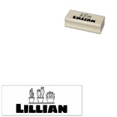 Cute Cactus Succulents Graphic Custom Name Text Rubberstempel (Gestempeld)