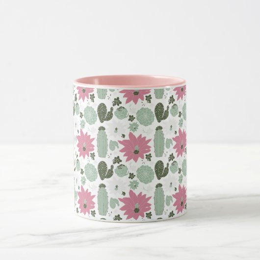 Cute Cactus Succulents Monogram Mok (Midden)