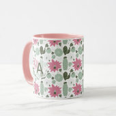 Cute Cactus Succulents Monogram Mok (Voorkant links)