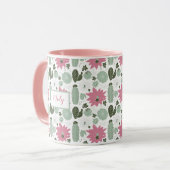 Cute Cactus Succulents Pattern met Name Mok (Voorkant links)
