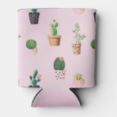 Cute Cactus Succulents Pattern on Pink Foam Blikjeskoeler (Voorkant)