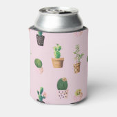 Cute Cactus Succulents Pattern on Pink Foam Blikjeskoeler (Blikje Achterkant)