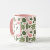 Cute Cactus Succulents roze Green met Monogram Mok (Voorkant links)