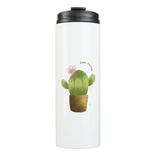 Cute Cactus Travel Tumbler – Kawaii Succulent Cup Thermosbeker (Voorkant)