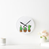 Cute Cactus Trio Illustration Ronde Klok (Huis)