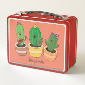 Cute cactus trio singing cartoon illustratie (Achterkant)