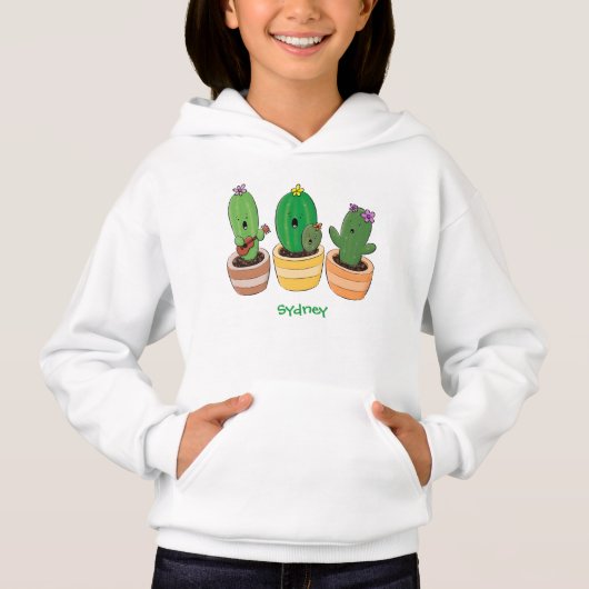 Cute cactus trio singing cartoon illustratie (Voorkant)