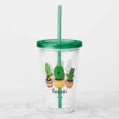 Cute cactus trio singing cartoon illustratie acryl drinkbeker (Voorkant)