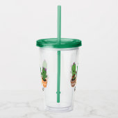 Cute cactus trio singing cartoon illustratie acryl drinkbeker (Rechts)