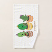 Cute cactus trio singing cartoon illustratie bad handdoek (Handdoek)