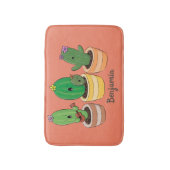 Cute cactus trio singing cartoon illustratie badmat (Voorkant Verticaal)