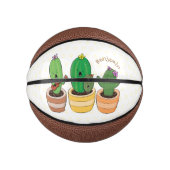 Cute cactus trio singing cartoon illustratie basketbal (Voorkant)