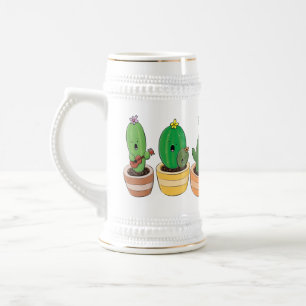 Cute cactus trio singing cartoon illustratie bierpul