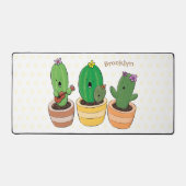Cute cactus trio singing cartoon illustratie bureaumat (Voorkant)
