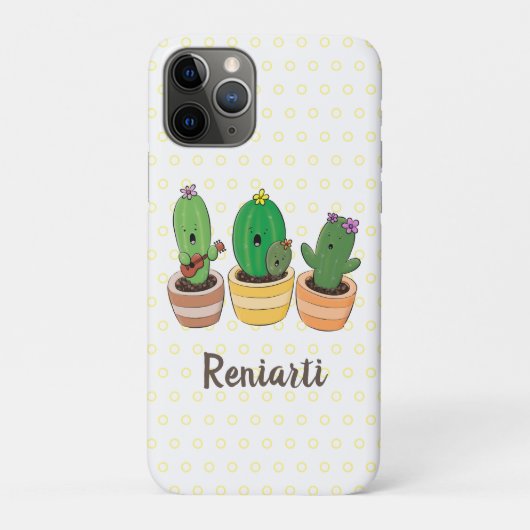 Cute cactus trio singing cartoon illustratie Case-Mate iPhone case (Achterkant)