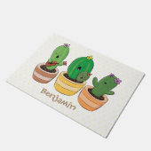 Cute cactus trio singing cartoon illustratie deurmat (Schuin)