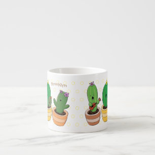 Cute cactus trio singing cartoon illustratie espresso kop