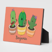 Cute cactus trio singing cartoon illustratie fotoplaat (Zijkant)