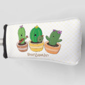 Cute cactus trio singing cartoon illustratie golfheadcover (Voorkant)