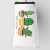 Cute cactus trio singing cartoon illustratie golfheadcover (Draai 90)