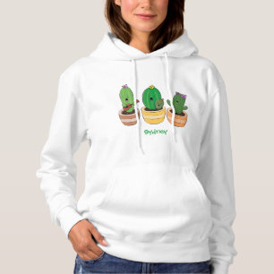 Cute cactus trio singing cartoon illustratie hoodie
