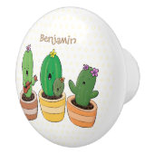 Cute cactus trio singing cartoon illustratie keramische knop (Rechts)