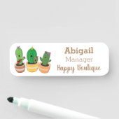 Cute cactus trio singing cartoon illustratie naamplaatje (In situ)