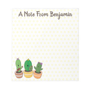 Cute cactus trio singing cartoon illustratie notitieblok